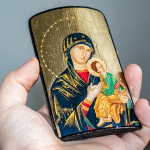 Pocket icon “Our Lady of Perpetual Help&quot;. Byzantine christian religious icon. Christian Gift