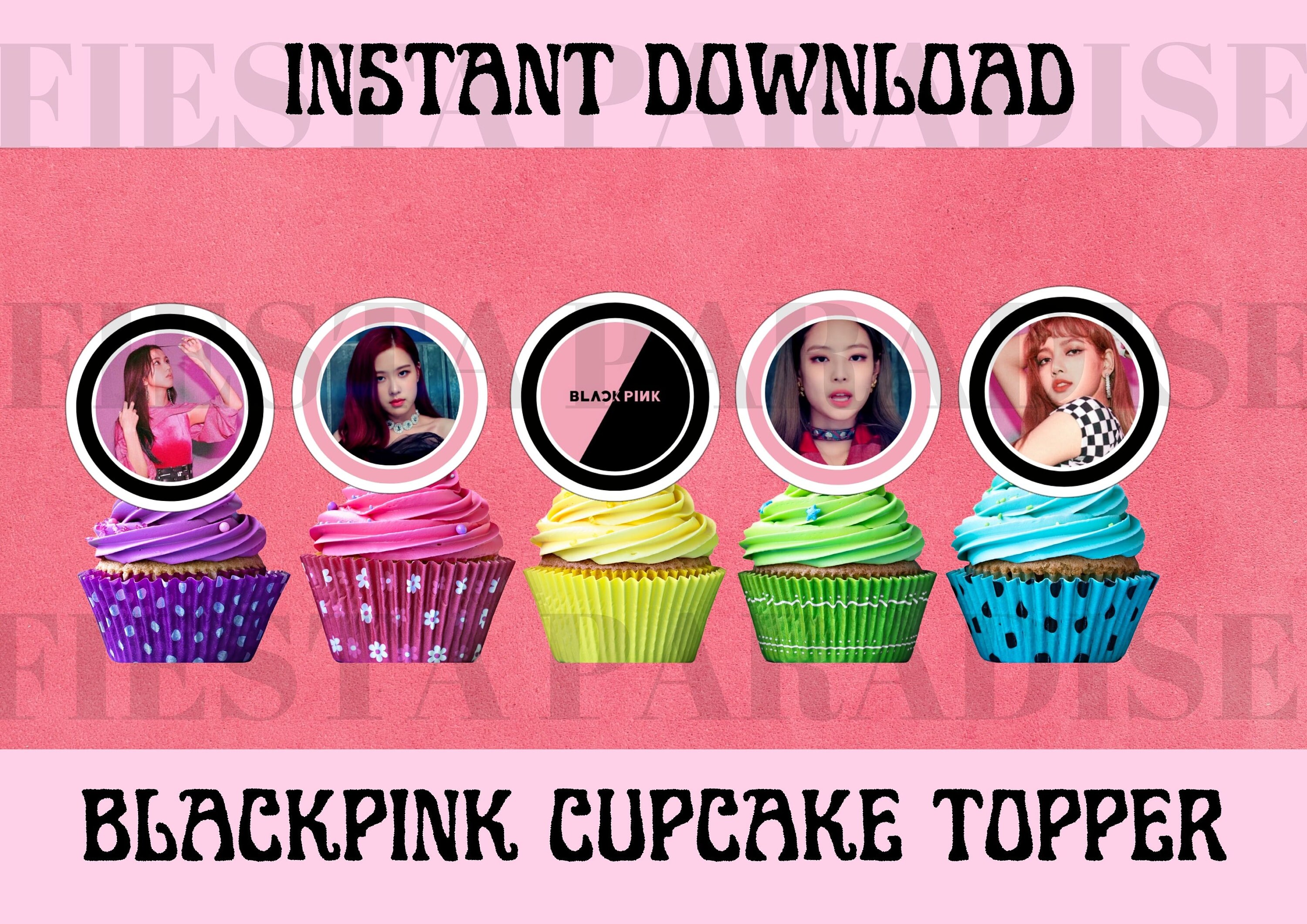 printable blackpink cupcake topper blackpinkcake topper kpop etsy