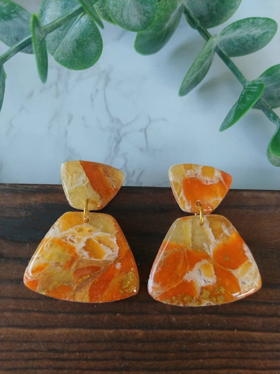 Faux Stone Polymer Clay Earrings Etsy