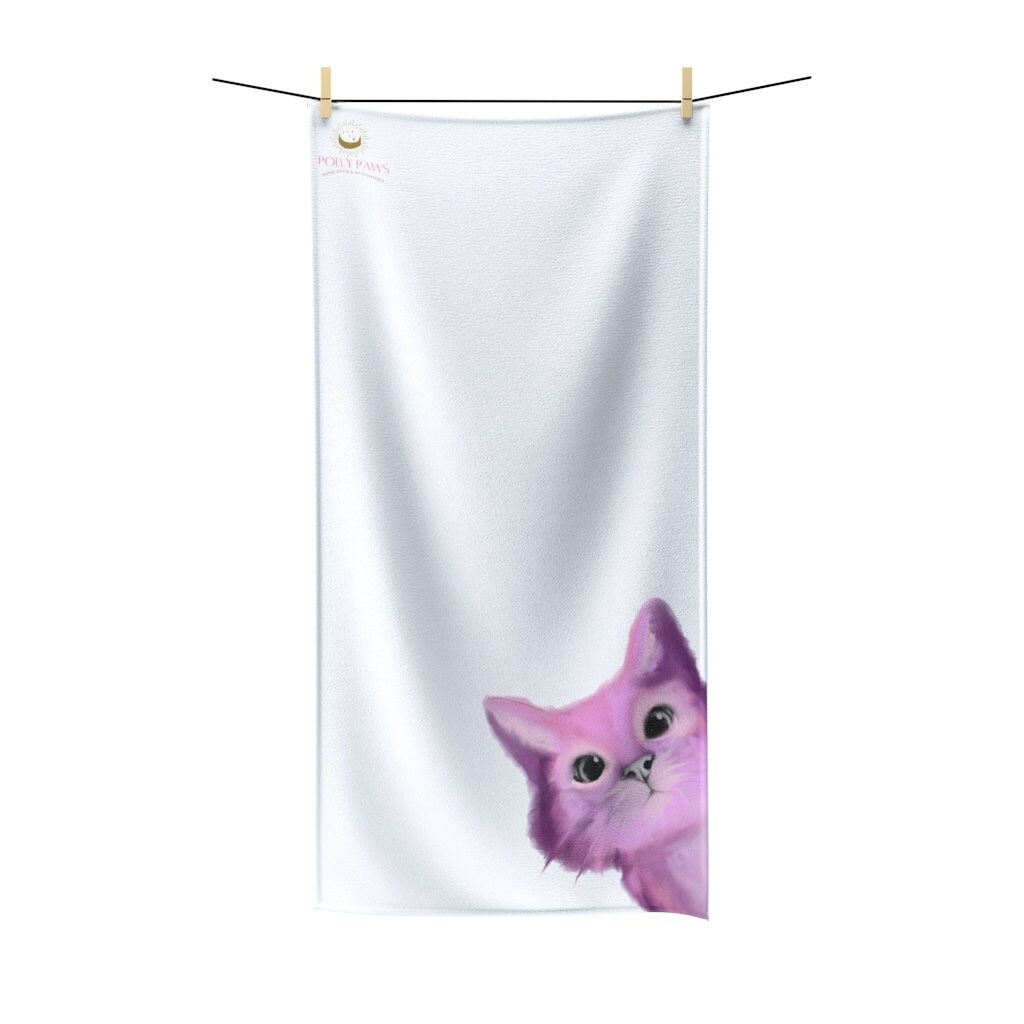 Pink kitty cat Bath Towel Etsy