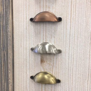Western Cup PULLS Genuine Drawer Handles Solid Brass Cabinet Hardware Furniture 3.6&quot; (90mm)