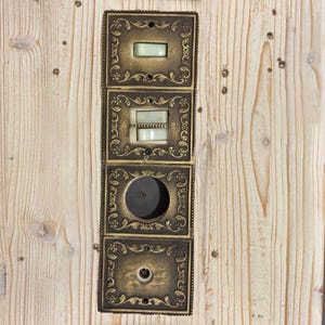 Engraved brass socket and switch, electrical socket plate