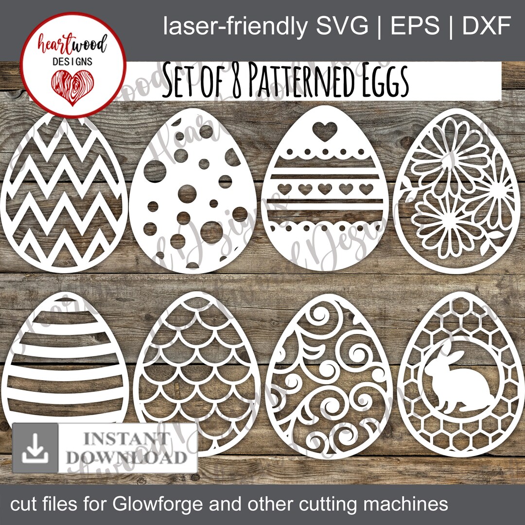 Patterned Easter Eggs SVG Laser Cut Files: Set of 8 (digital Download ...