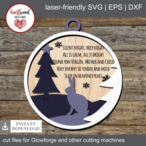 Layered Ornament With Bunny SVG, Christmas Ornament SVG, Farmhouse Style SVG, farmhouse decor, Glowforge Svg, laser cut file