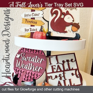 Fall Tier Tray Set SVG, Fall Tier Tray Bundle SVG, Fall decor SVG, farmhouse decor, Glowforge Svg, laser cut file, Apple Cider Stand