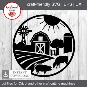 Farm Circle Frame svg, Farm Frame SVG, Farm Life svg, Farm Backdrop svg, Farm Scene svg, Barn svg, Windmill svg