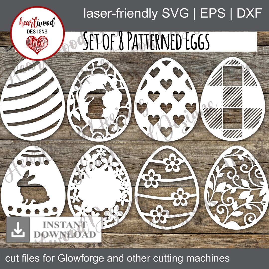 Patterned Easter Eggs SVG Laser Cut Files: Set of 8 (digital Download ...