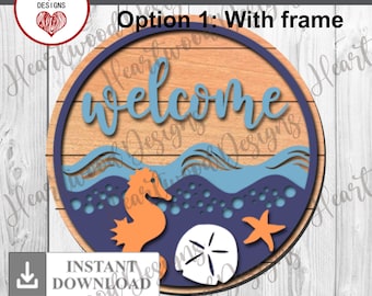 Ocean Wave Welcome Sign SVG, Beach Decor Laser Cut File (Digital Download)