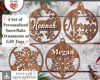 Personalized Snowflake Ornament SVG, Laser Cut File (Digital Download)