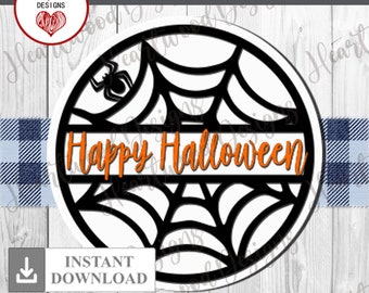 Archivo SVG para corte láser Glowforge con diseño de telaraña de Feliz Halloween