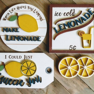 Lemon Tier Tray SVG bundle, Lemonade Tier Tray Sign Bundle SVG, decoración de cocina SVG, decoración de granja, Glowforge Svg, archivo cortado con láser