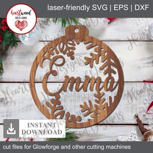 Enfeite personalizado com flocos de neve redondos SVG, SVG de Natal, SVG estilo fazenda, decoração de fazenda, Glowforge Svg, arquivo de corte a laser