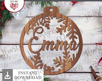 Personalized Snowflake Ornament SVG, Laser Cut File (Digital Download)
