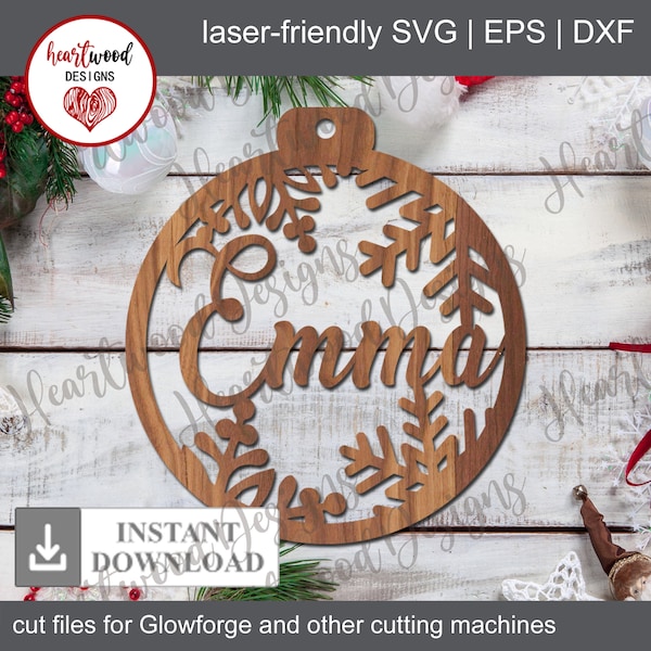 Personalized Ornament With Snowflakes Round SVG, Christmas SVG, Farmhouse Style SVG, farmhouse decor, Glowforge Svg, laser cut file