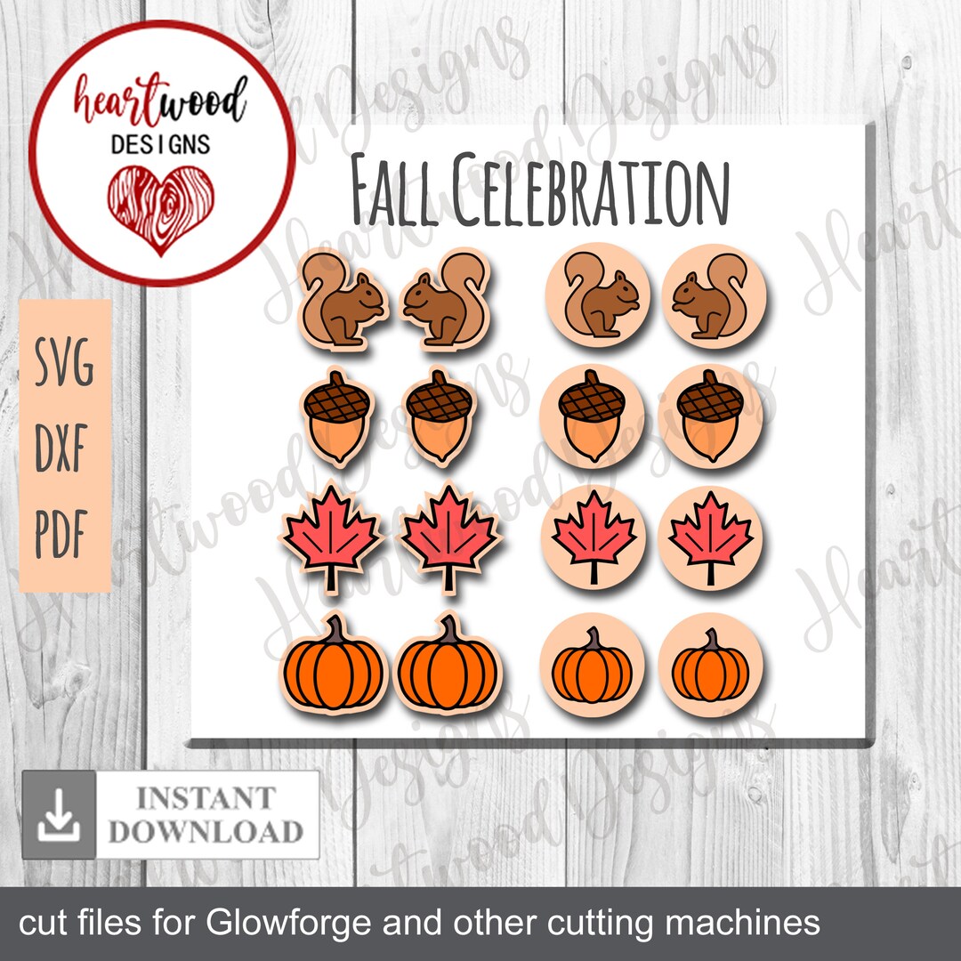 Fall Themed Laser Cut Engraved Stud Earrings Pumpkin Squirrel Acorn ...
