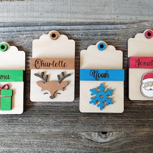 Conjunto de 4 porta-cartões-presente SVG, Glowforge Svg, arquivo de corte a laser, SVG de Natal, SVG de Papai Noel, SVG de rena