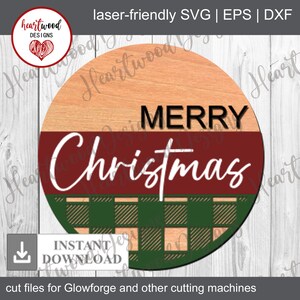 Merry Christmas Round SVG, Farmhouse Style SVG, farmhouse decor, Glowforge Svg, laser cut file