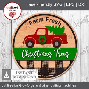 Vintage Christmas Truck SVG, Farmhouse Style SVG, farmhouse decor, Glowforge Svg, laser cut file, Christmas svg, round sign svg