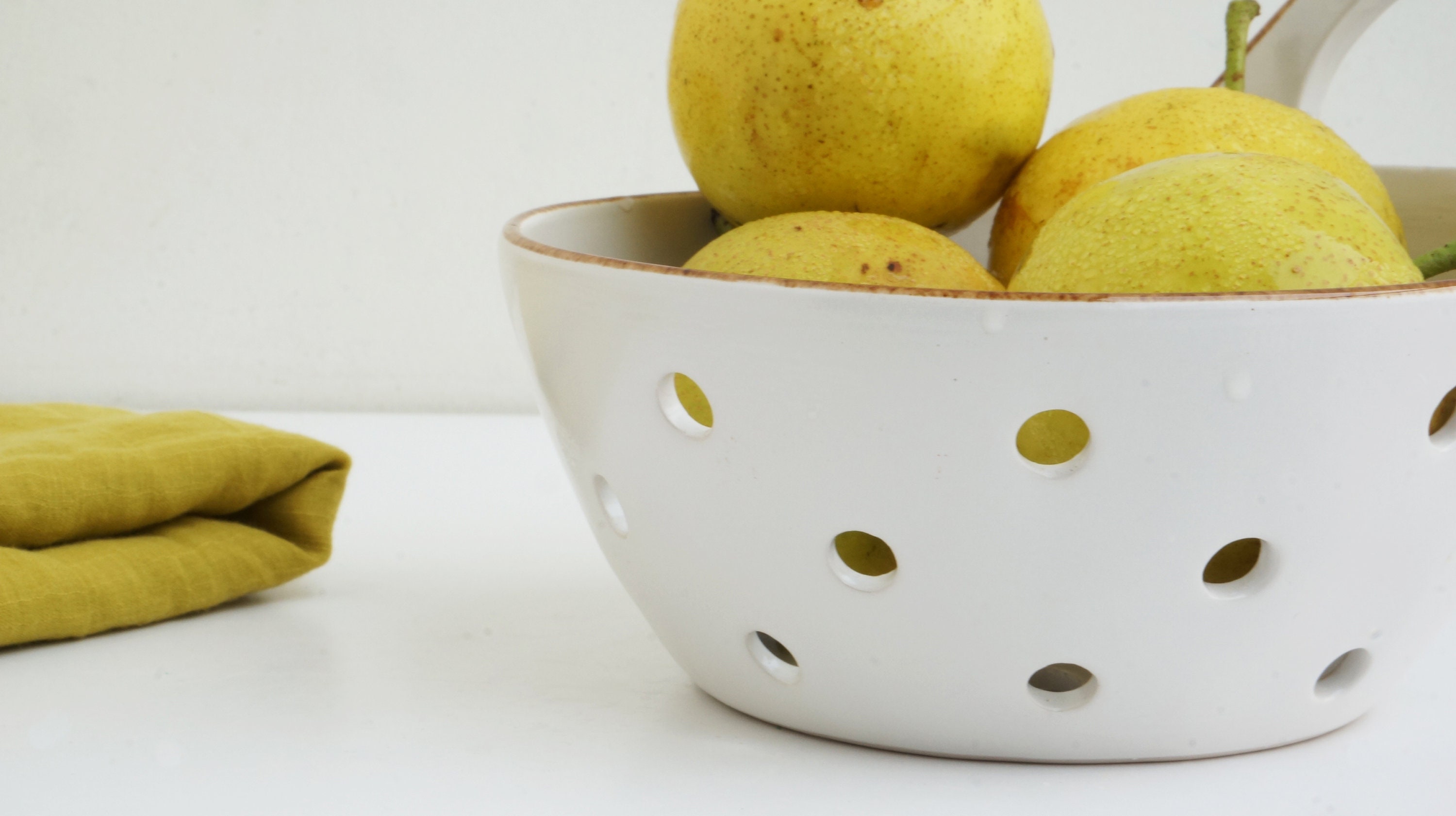 White Fruit Bowl with handleCeramics And PotteryServing Etsy