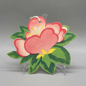 Vintage Art Deco Bridge Tally by Buzza, Pink Flower, 1920&#39;s-1930&#39;s, Unused