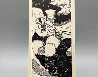Vintage Bridge Tally: Christmas Couple, Winter Scene