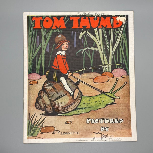 Tom Thumb Vintage Children's Book Illustrated by Gordon Robinson, Printed by Samuel Gabriel Sons & Company 1910's-20's, Linenette, No. 430