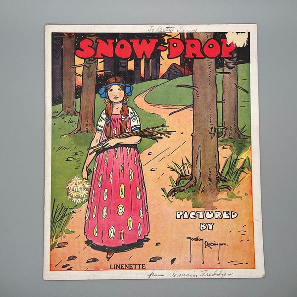 Snow Drop (White) Vintage Children's Book Illustrated by Gordon Robinson, Samuel Gabriel Sons & Company 1910's-20's, Linenette, No 431