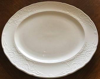 Richmond White by JOHNSON BROTHERS, Platter 14", Staffordshire England, Large Oval Plater, Serving plate,