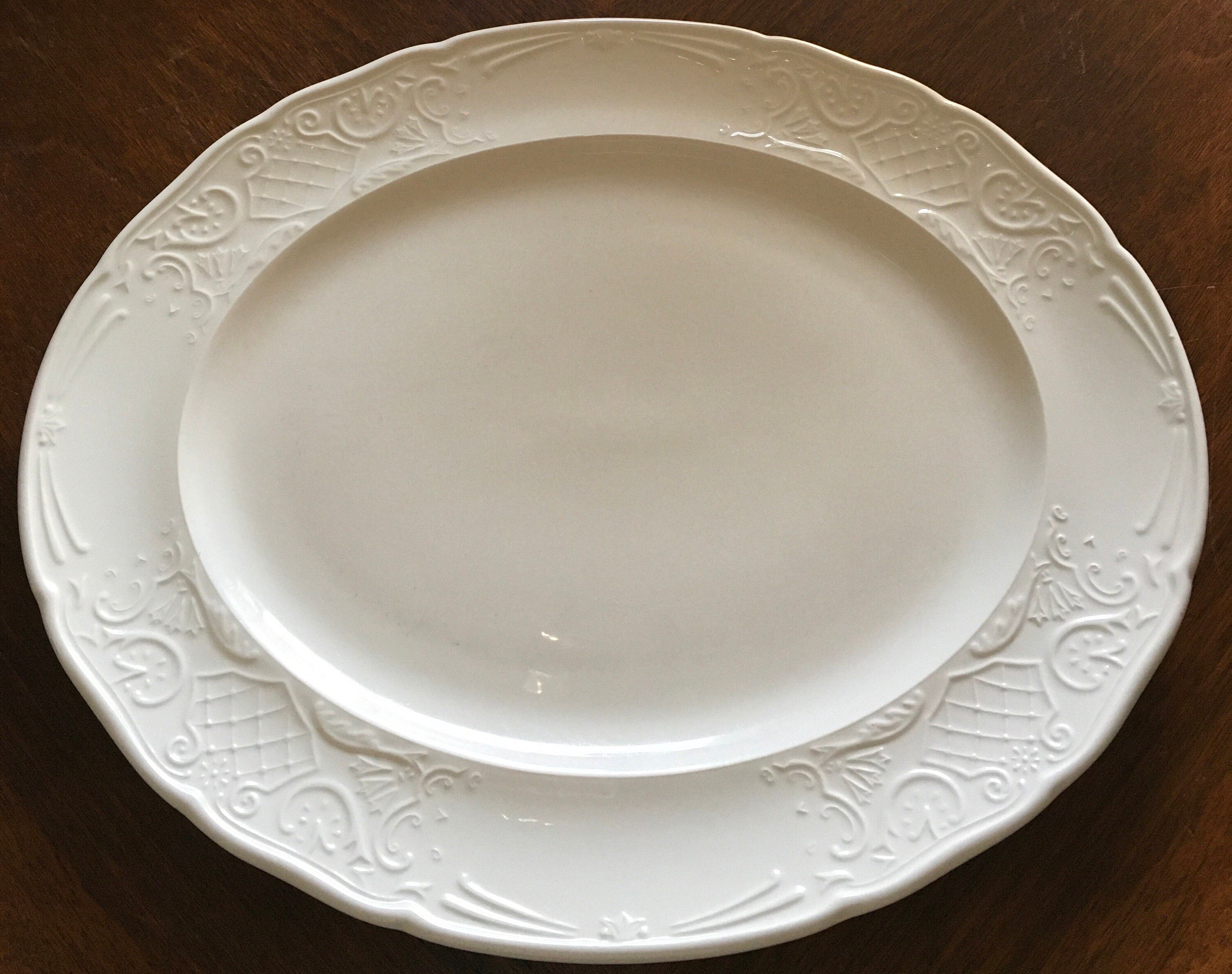 Richmond White by JOHNSON BROTHERS Platter 14 Staffordshire England Large Oval Plater Serving Plate Etsy