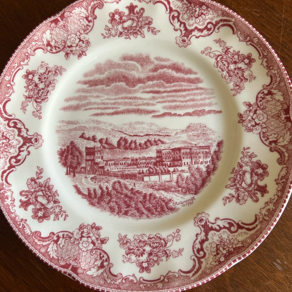 Old Britain Castles Pink Salad Plate, CHATSWORTH, Johnson Brothers, England, Red Transferware, Pink Trnsferware