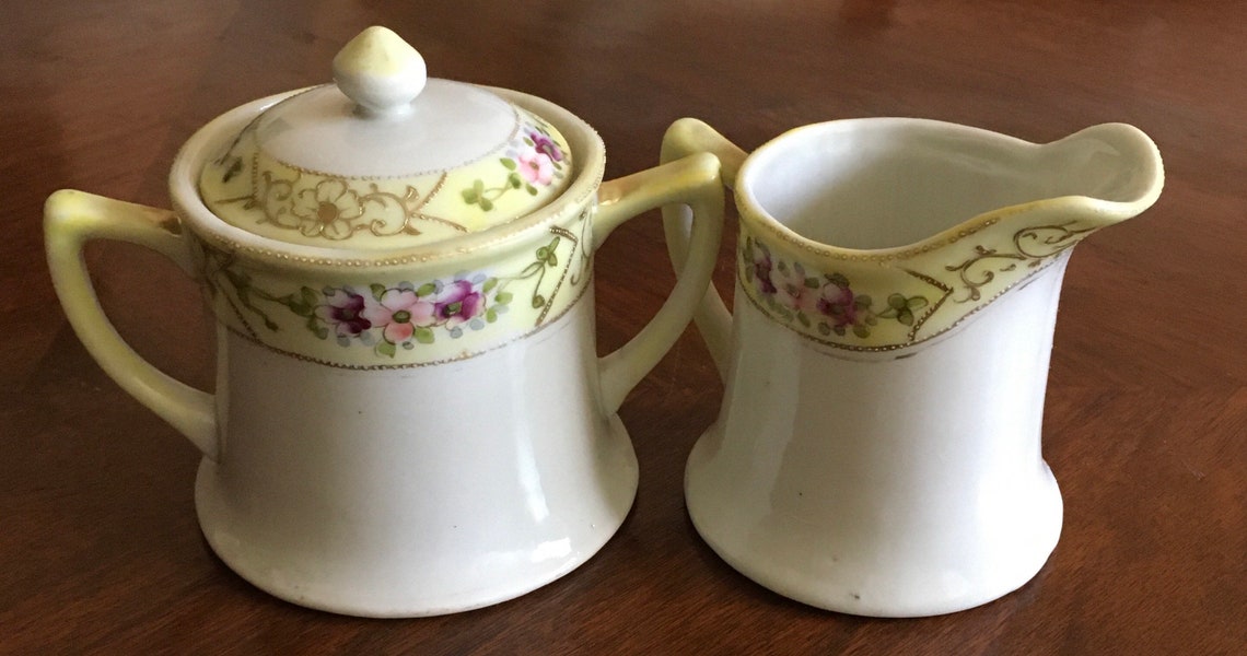 Vintage Hand Painted Nippon Cream and Sugar Set Antique Hand Etsy UK