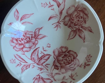 Vintage Johnson Brothers Windsor Ware Berry Bowl, Red Transferware, England,5 1/4"