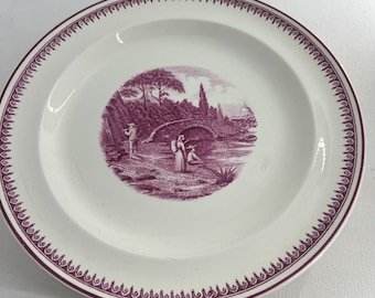 Vintage Wedgwood Etruria Mulberry Transferware Plate, 8"