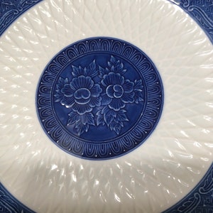 Toyo Japanese Blue and White Porcelain Plate 11&quot; ,Texture Lattice, Japanese Vintage Decorative Collectible Plate, Display Plate