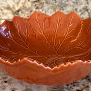 Vintage Olfaire Orange Cabbage Ware Bowl Made in Portugal, 4690, 11” Across x 3.5" Tall.