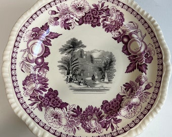 Vintage Copeland Spode England Mulberry with Black Scene in the Center, 9 1/4" Plate