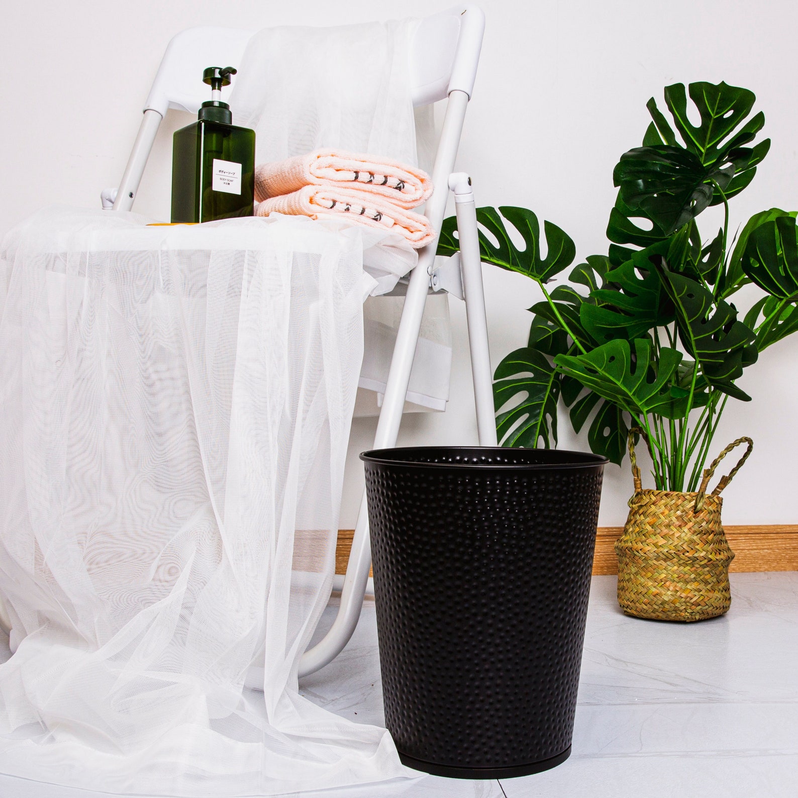 Small Bathroom Trash Can & Waste Basket 5L Metal Bin for Etsy