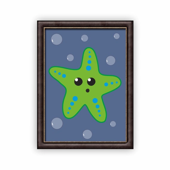 Cute Green Starfish Print Colourful Designs for the - Etsy Cute Green Starfish Print Colourful Designs for the - Etsy