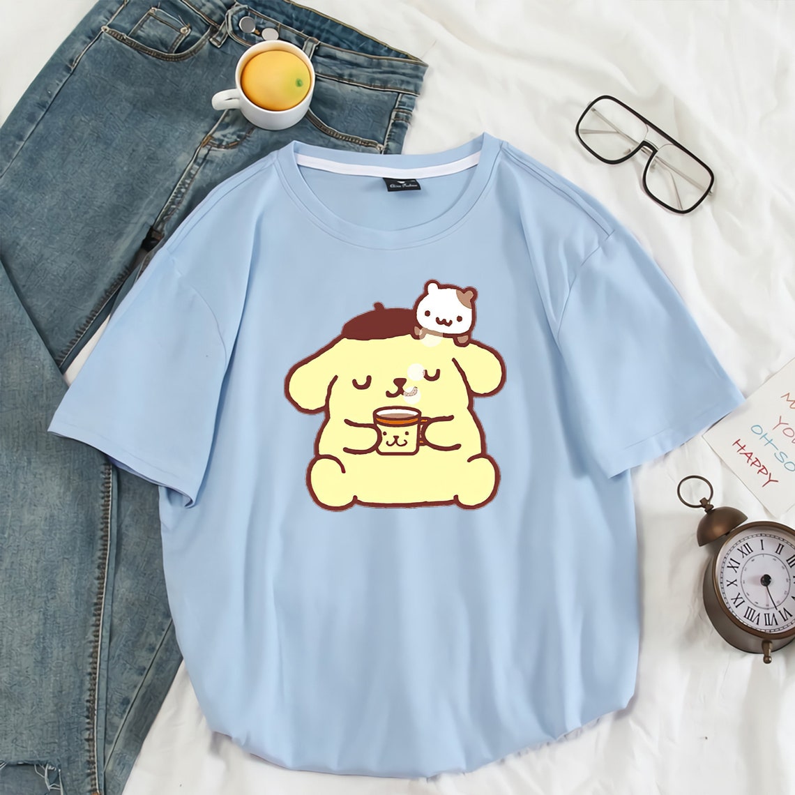 Cute Pompompurin And Friends Shirt Cinnamoroll Shirt Kuromi | Etsy