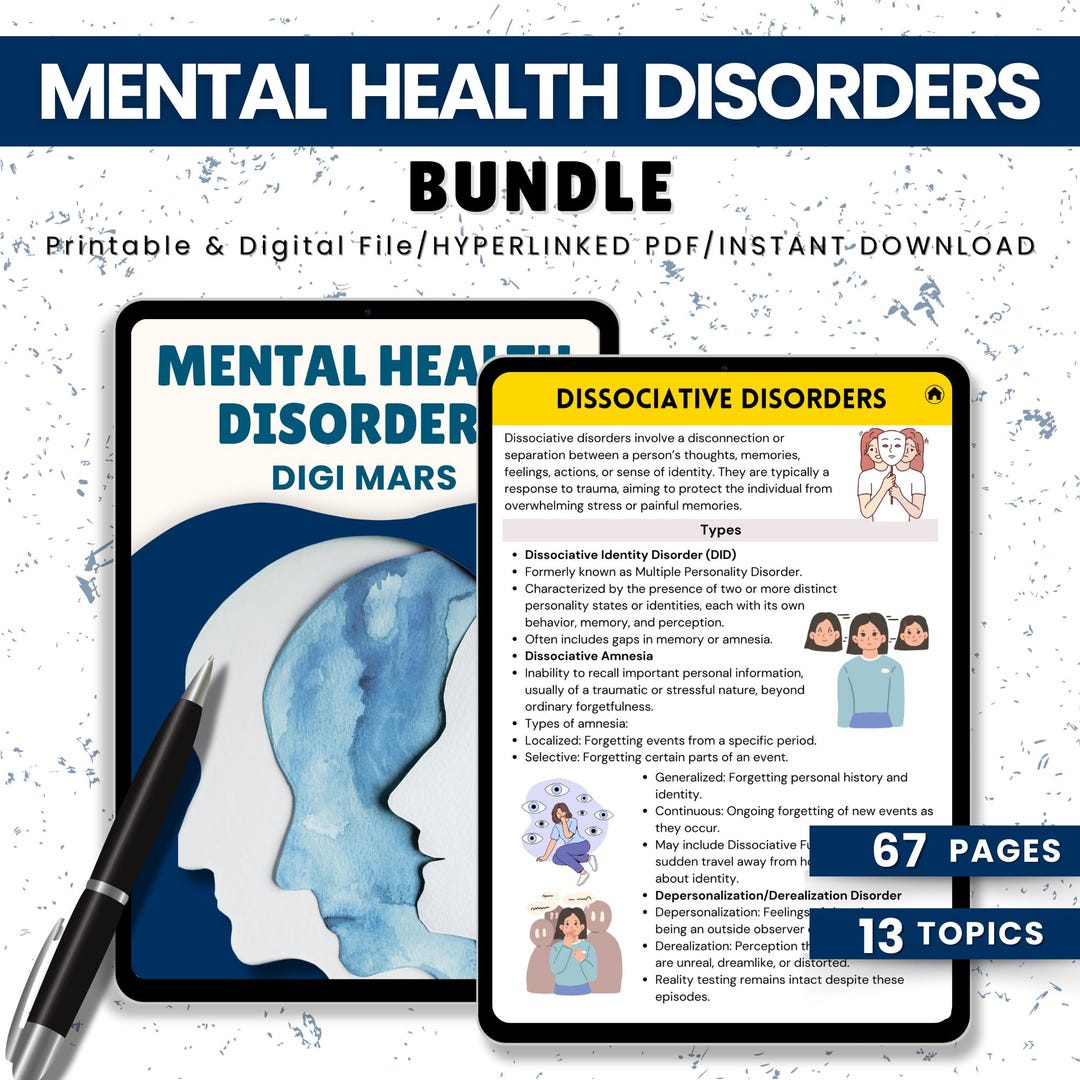Mental Health Disorders Study Bundle: Nursing Notes (printable ...