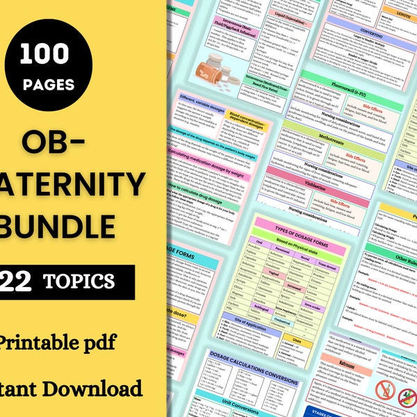 OB-Maternity Bundle | Nursing OB | 100 Pages | PDF Digital Download | Maternity Study Guide | Printable Maternity Bundle | Nursing School