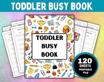 Toddler Busy Book | 120 Page Printable Activity Worksheets (Digital Download)
