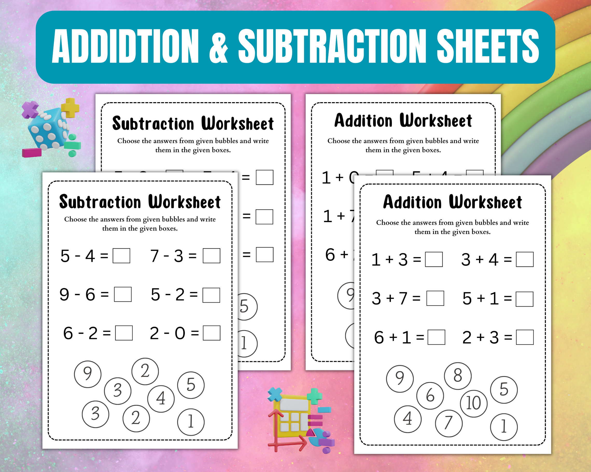 Preschool Worksheets 50 Pages- Numbers, Counting, Math, Alphabet ...