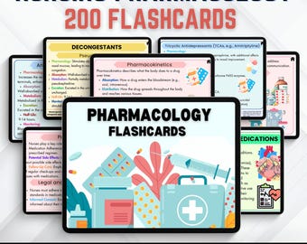 Nursing Pharmacology Flashcards: 200 Printable Revision Cards (Instant Download)