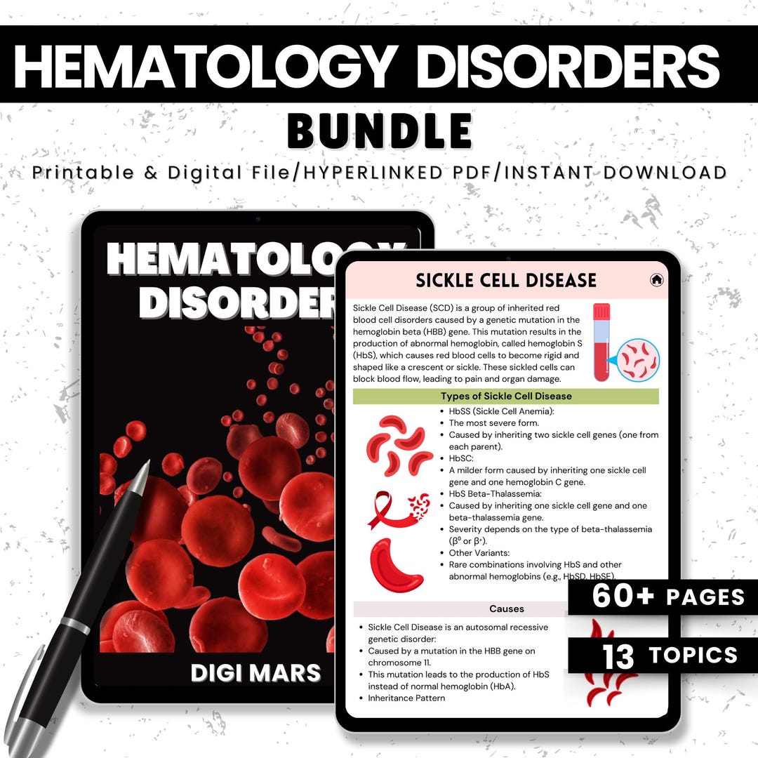 Hematology Disorders Bundle: Medical Nursing Study Notes (printable ...