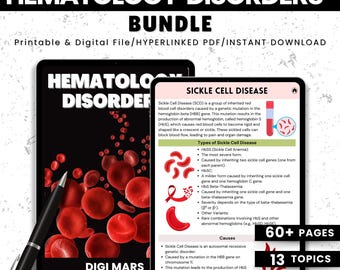 Hematology Disorders Bundle: Medical Nursing Study Notes (Printable & Digital PDF)