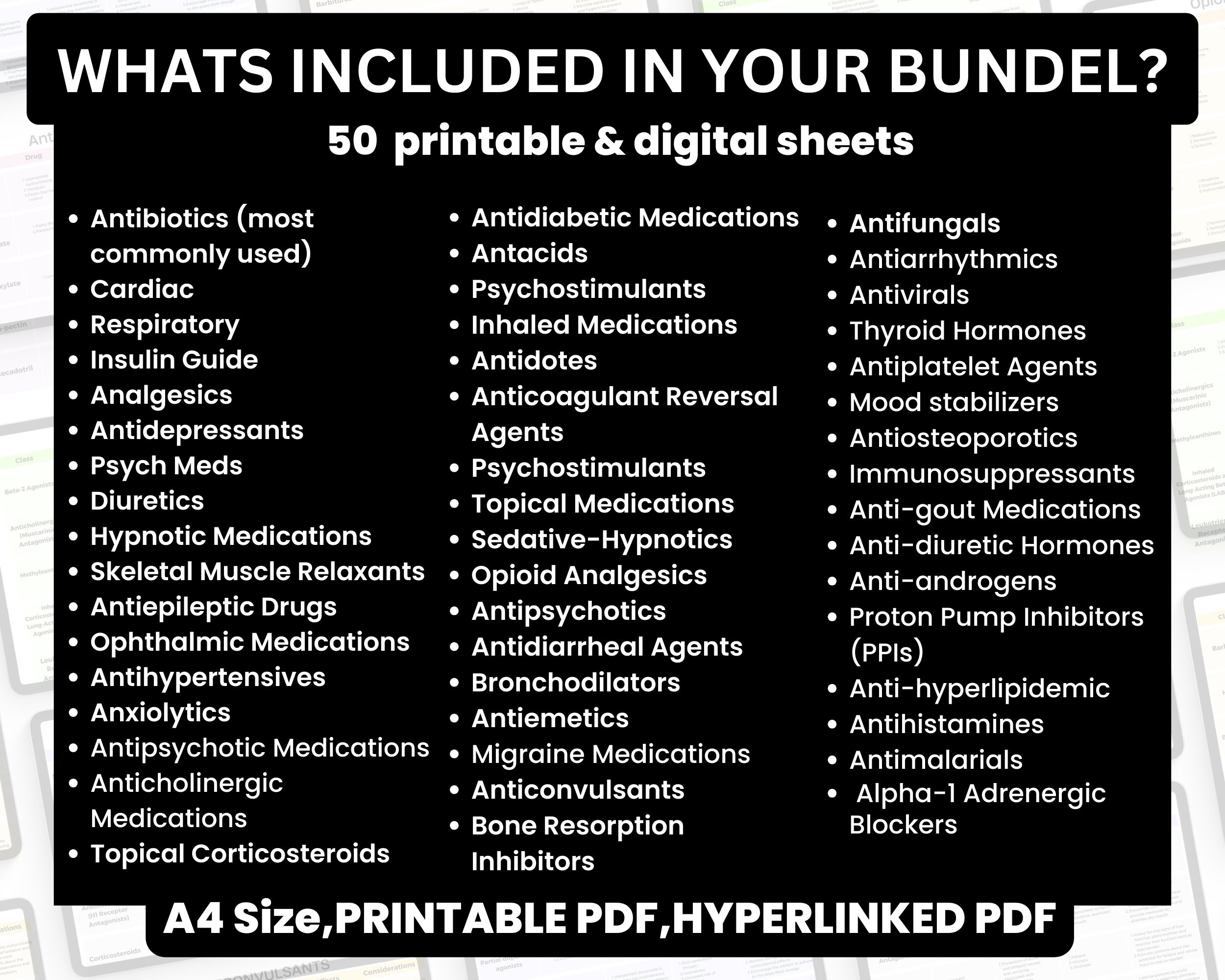 Cheat Sheet Bundle 50 Pages Nursing Notes | Digital Download Nursing ...