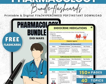 Pharmacology Bundle Fully Hyperlinked PDF | 150+ Pages | Medical Nursing Study | Medical Nurse Notes