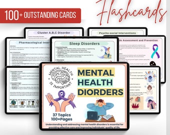 Mental Health Disorders Flashcards: Nursing Student Study Guide (Digital Download)