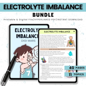 Electrolyte Imbalance Bundle – Printable & Digital PDF File | 40 Pages | Medical Nursing Study | Medical Nurse Notes | Digital med download
